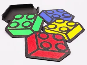 Coaster Set and Matching Holder for AFOLs