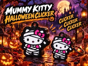 Mummy Kitty – Halloween Clicker & Keychain Set
