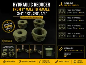 Hydraulic Reducer from 1'' M to 3/4 1/2 3/8 1/4 F