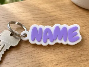 Customizable Chunky Wavy NameTag Keychain