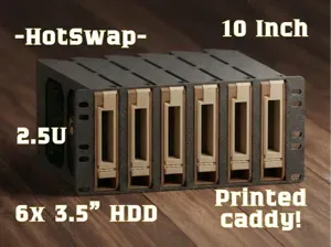 10" Rack 2.5U 6x 3.5" caddy HDD Module hotswap