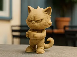 Mueffelkatze vor dem ersten Kaffee