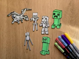 Minecraft Creeper Dragon Sketelon DIY Coloring Set