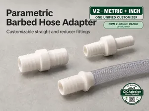 Parametric Barbed Hose Adapter V2 – Metric & Inch