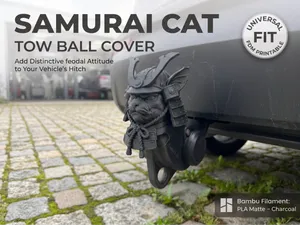 Samurai Cat Tow Ball Cover | Trailer Hitch Cap