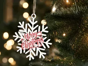 Merry Christmas Snowflake Ornaments 4 Designs Tree