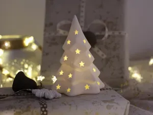 Snowy Christmas Tree with LED Tealight Stars
