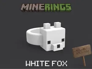 MineRings white Fox – Minecraft Character Rings