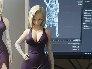 C18 from Dragonball with an evening dress