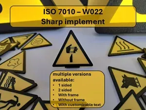 Warning - Sharp implement - W022 ISO 7010