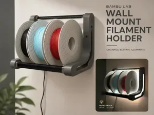 Wall Mount Filament Holder with LED "Bambu Lab"