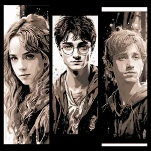 Fan Art set of 3 Bookmarks Harry Potter Characters - Harry, Ron and Hermione (Blend of books/movie)