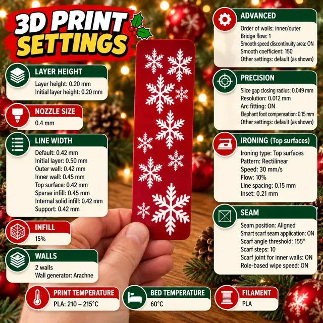 Christmas Snowflake Red and White Winter Bookmark — Фото 9 из 9