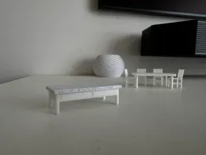 Miniature Dollhouse Coffee Table with Marble Top