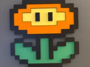 8bit Mario Flower Wall Art