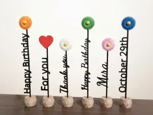 Custom Name & Message Wire Stick - Flower Pick