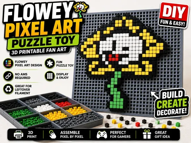 Flowey Pixel Art Puzzle Toy – 3D Printable Fan Art — Фото 2 из 5