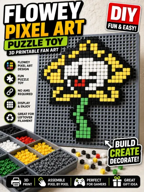 Flowey Pixel Art Puzzle Toy – 3D Printable Fan Art — Фото 4 из 5