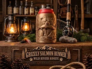 GRIZZLY SALMON RUNNER - Koozie Can Holder