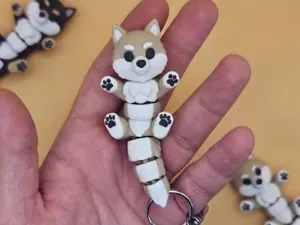 Flexi Shiba Dog Keychain & Fridge Magnet - Aiko