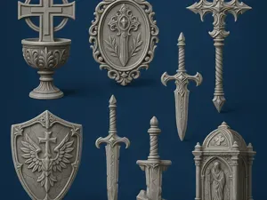Gothic Stone Relics Set Medieval Decor Collection