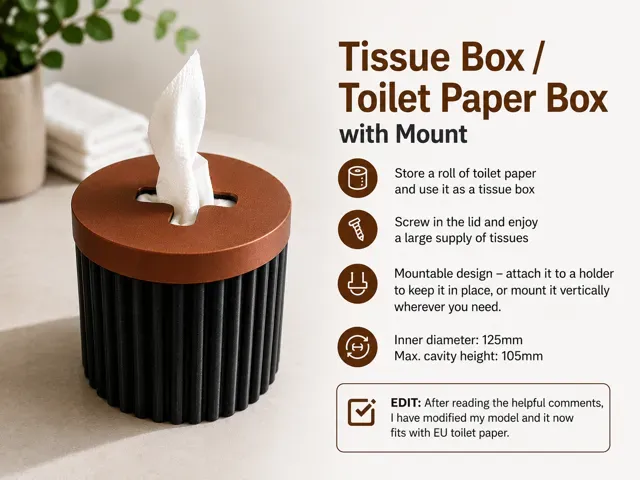 Tissue box / toilet paper box with mount