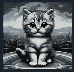 Kitten at the overlook - Hueforge 4 color filament painting
