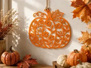 Floral Autumn Pumpkin Wall Decor