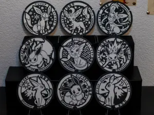Eeveelution PokéLid Coasters with Custom Holder