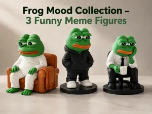 Frog Mood Collection – 3 Funny Meme Figures