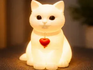 Cozy Valentine Cat and LED Night Light