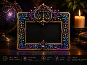 Libra Zodiac Photo Frame 15x10cm Side Photo Insert