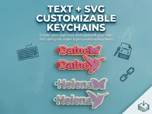 SVG + Customizable Parametric Name Keychain