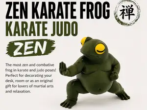 Zen Karate Frog Cute kawaii Judo Pose Desk Decor