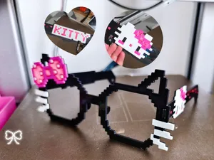 Hello Kitty kitty猫凯蒂猫像素风格蝴蝶结眼镜成人儿童