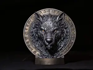 Wolf Head Wall Relief – Viking Runes