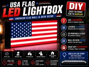 USA Flag LED Lightbox – American Flag Decor