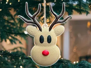 Christmas Rudolph Red Nose Reindeer 3D Ornament