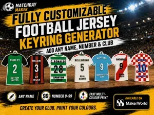 Customisable Parametric Football Jersey Keyring