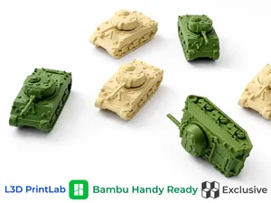 Mini M4 Sherman Tank 1/200 Scale By L3D PrintLab