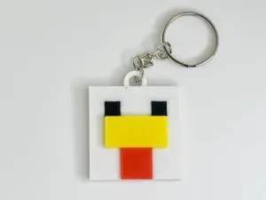 Minecraft-Inspired Chicken Keychain