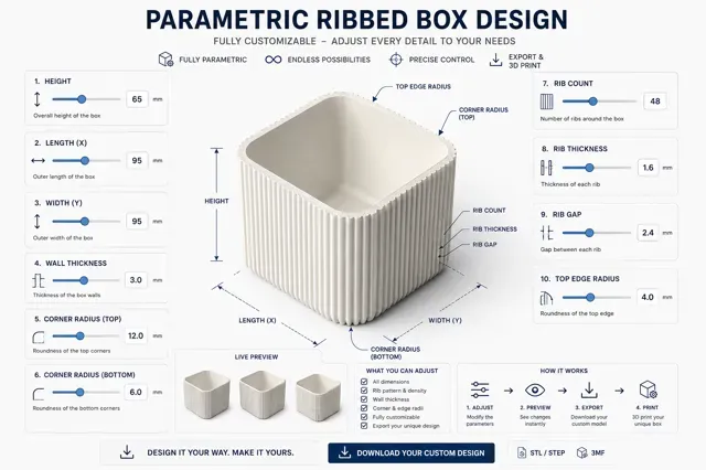 Parametric Ribbed Box Design — Image 2 of 8
