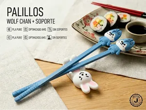 Palillos SKZOO: Wolf Chan con Soporte Leebit