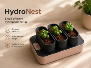 "HydroNest" - Small, efficient hydroponic setup