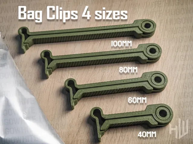 Bag Clips Print-in-Place V2 - 4 Sizes w/Side Grips