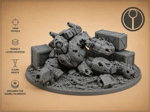 Tau Destroyed Battlesuit - Tabletop Terrain