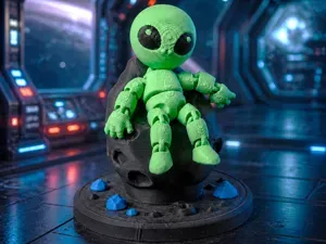 Alien on a Meteor Flexi Toy - Articulated Fidget