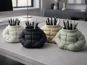 Pen Holder Puffer Jacket - Desk Organizer Decor