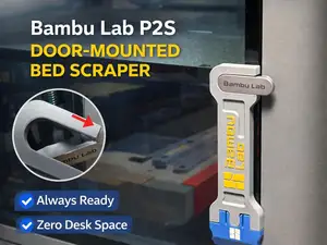 Bambu Lab P2S & X2D Door-Mounted Bed Scraper