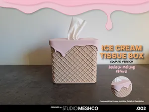 Ice Cream Tissue Box Holder - Square Version